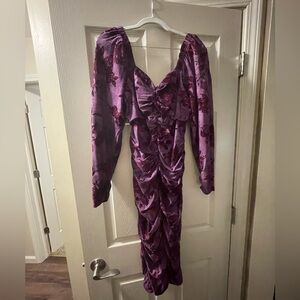 Floral velvet midi dress